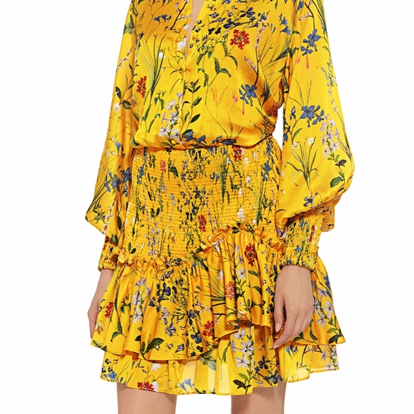 Alexis Dresses & Skirts - Alexis Rianna Floral Satin Ruffled Mini Dress